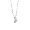 Absolute CZ Ball Pearl Beaded T-Bar Necklace, Silver
