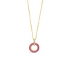 Absolute Pink CZ Baguette Circle Pendant Necklace, Gold