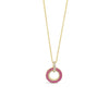Absolute Pink CZ Baguette Circle Pendant Necklace, Gold