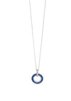 Absolute CZ Large Disc Pendant Necklace, Silver & Navy