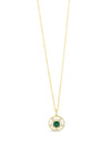 Absolute Statement Halo CZ Necklace, Gold & Green