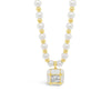 Absolute CZ Cube Pearl Beaded Necklace, Gold