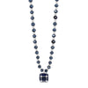 Absolute CZ Cube Beaded Necklace, Silver & Navy