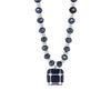 Absolute CZ Cube Beaded Necklace, Silver & Navy