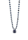 Absolute CZ Cube Beaded Necklace, Silver & Navy
