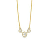 Absolute White Opal Triple Halo Necklace, Gold