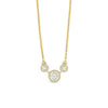 Absolute White Opal Triple Halo Necklace, Gold