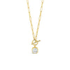 Absolute Square CZ T-Bar Chain Link Necklace, Gold