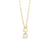 Absolute Square Opal T-Bar Chain Link Necklace, Gold