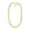 Absolute White Opal Square Curb Chain Necklace, Gold