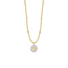 Absolute CZ Two-Tone Pendant Beaded Necklace, Gold
