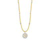 Absolute CZ Two-Tone Pendant Beaded Necklace, Gold