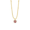 Absolute Pink CZ Two-Tone Pendant Beaded Necklace, Gold