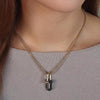 Absolute Statement Link Bar Neclace, Gold & Black