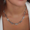 Absolute CZ X Statement Necklace, Silver