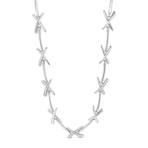 Absolute CZ X Statement Necklace, Silver