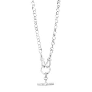 Absolute Statement CZ T-Bar Necklace, Silver