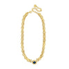 Absolute Double Chain Link Blue Stone Necklace, Gold