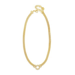 Absolute CZ Mesh Chain Necklace, Gold