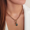 Absolute Chain Link Blue Stone Pendant Necklace, Gold