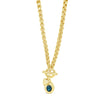 Absolute Chain Link Blue Stone Pendant Necklace, Gold