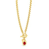 Absolute Chain Link Red Stone Pendant Necklace, Gold