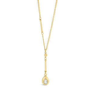 Absolute Clear Stone Tear Drop Necklace, Gold