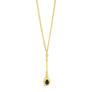 Absolute Blue Stone Tear Drop Necklace, Gold