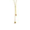 Absolute Chain Link Double Red Stone Pendant Necklace, Gold