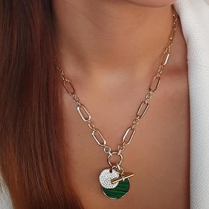 Absolute Chain Link Emerald Charm Necklace, Gold