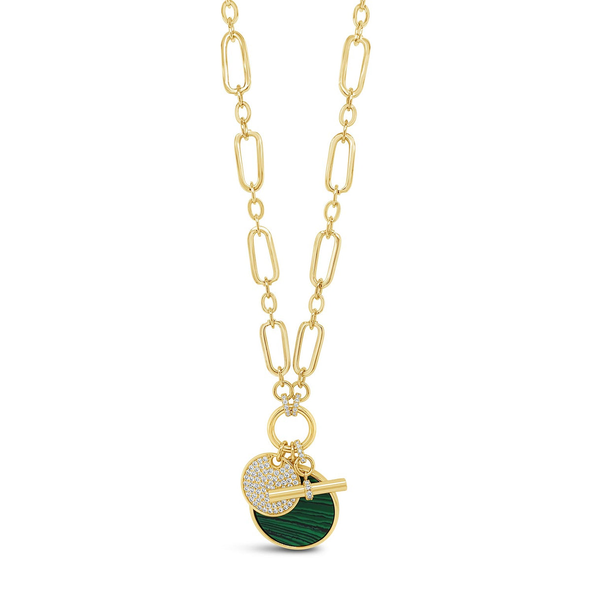 Absolute Chain Link Emerald Charm Necklace, Gold