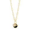 Absolute Chain Link Black Charm Necklace, Gold