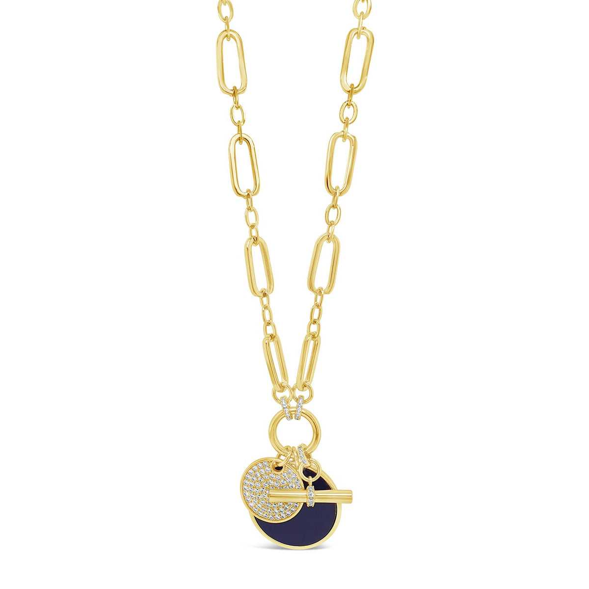 Absolute Chain Link Navy Charm Necklace, Gold