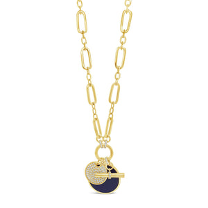 Absolute Chain Link Navy Charm Necklace, Gold