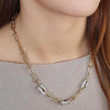 Absolute CZ Chain Link Bar Necklace, Gold