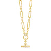 Absolute CZ T-Bar Chain Link Necklace, Gold