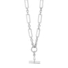 Absolute CZ T-Bar Chain Link Necklace, Silver