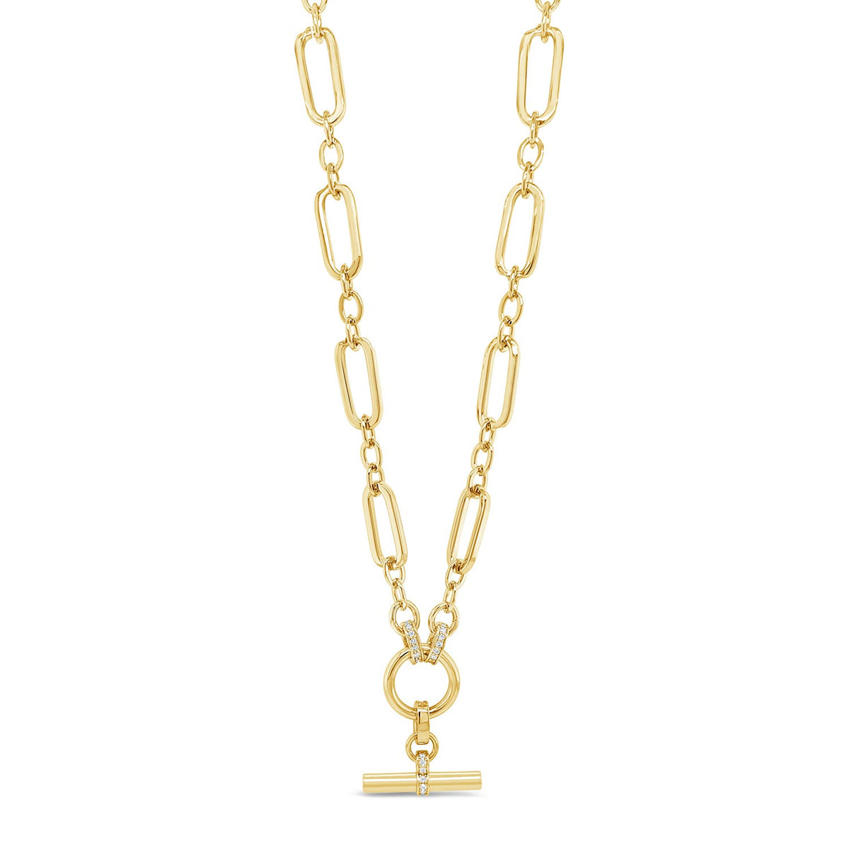 Absolute T-Bar Chain Link Necklace, Gold
