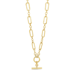 Absolute T-Bar Chain Link Necklace, Gold