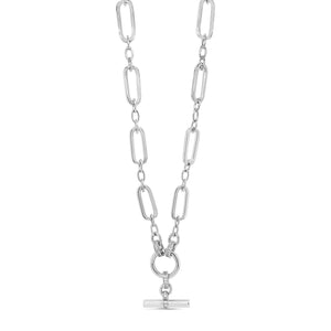 Absolute T-Bar Chain Link Necklace, Silver