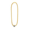 Absolute Blue CZ Halo Pendant Necklace, Gold