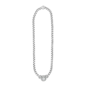 Absolute CZ Halo Pendant Necklace, Silver