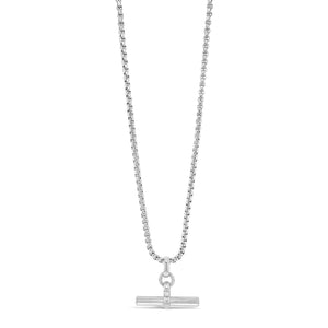 Absolute Box Chain T-Bar Necklace, Silver