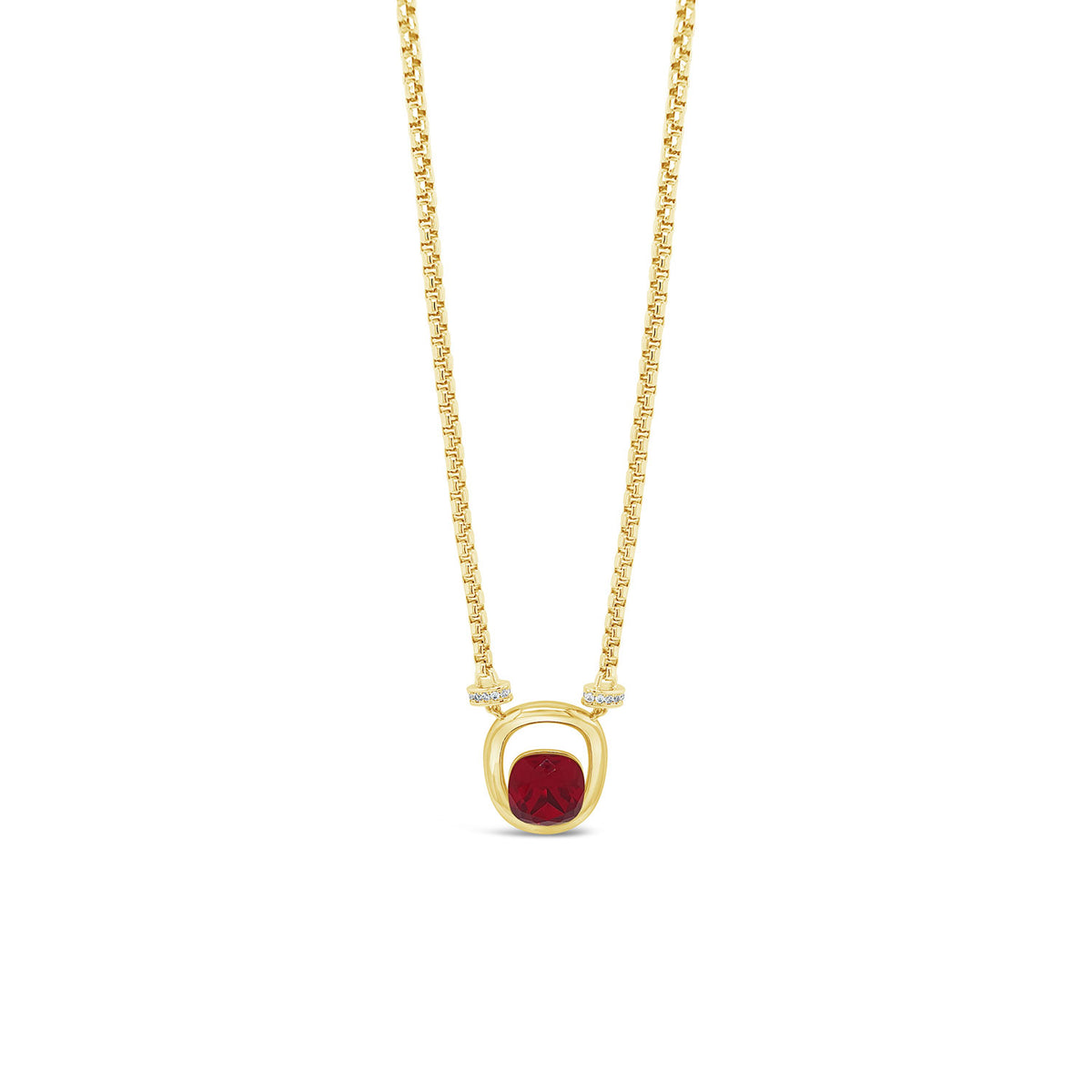 Absolute Siam Red Crystal Pendant Necklace, Gold