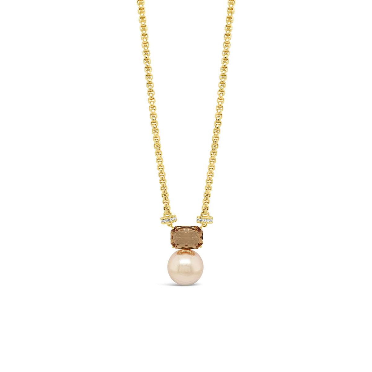 Absolute Champagne Pearl & CZ Necklace, Gold