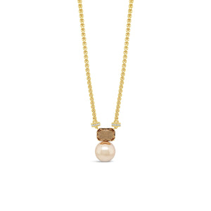 Absolute Champagne Pearl & CZ Necklace, Gold