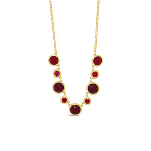Absolute Siam Red Round CZ Link Necklace, Gold