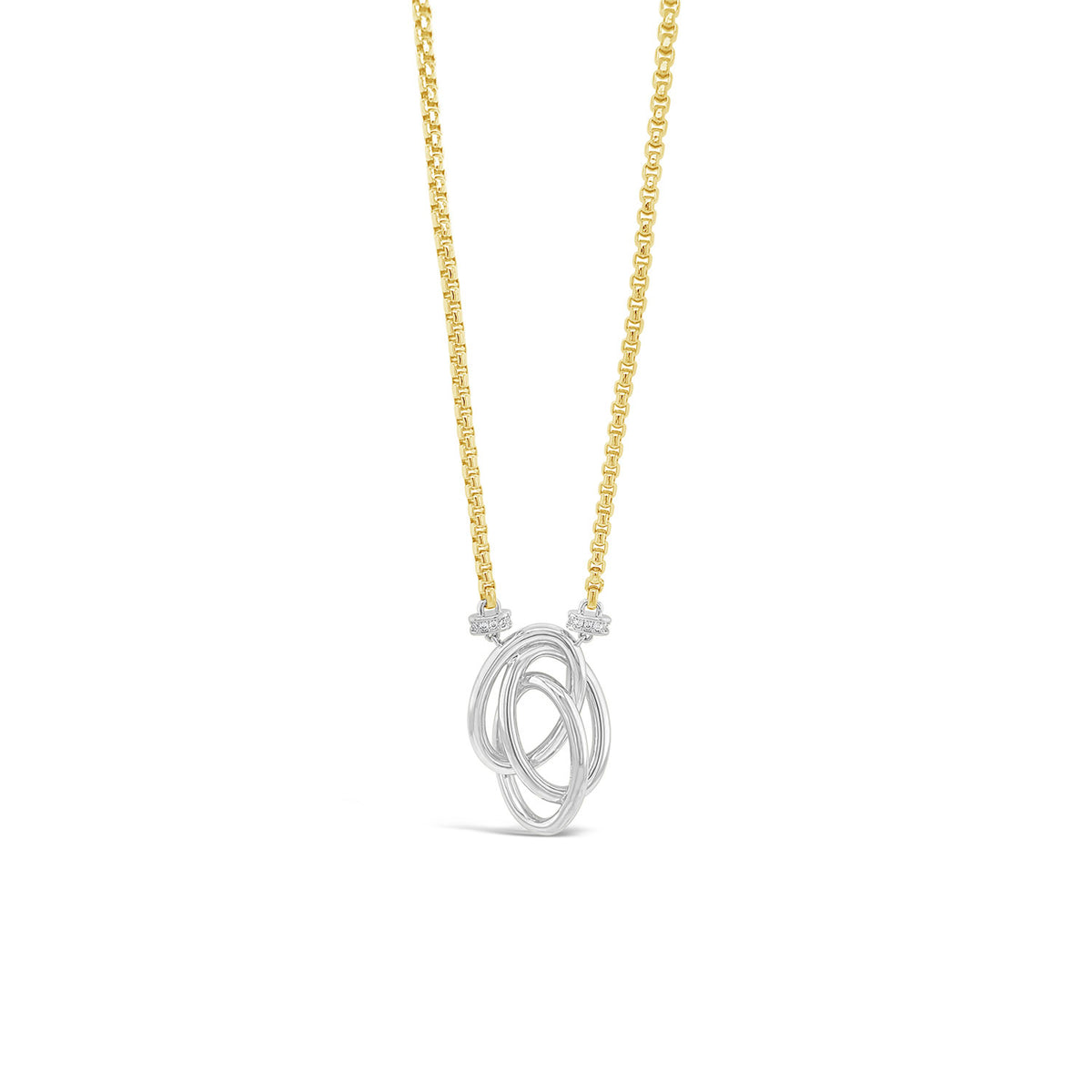 Absolute Triple Oval Interlock Pendant Necklace, Silver & Gold