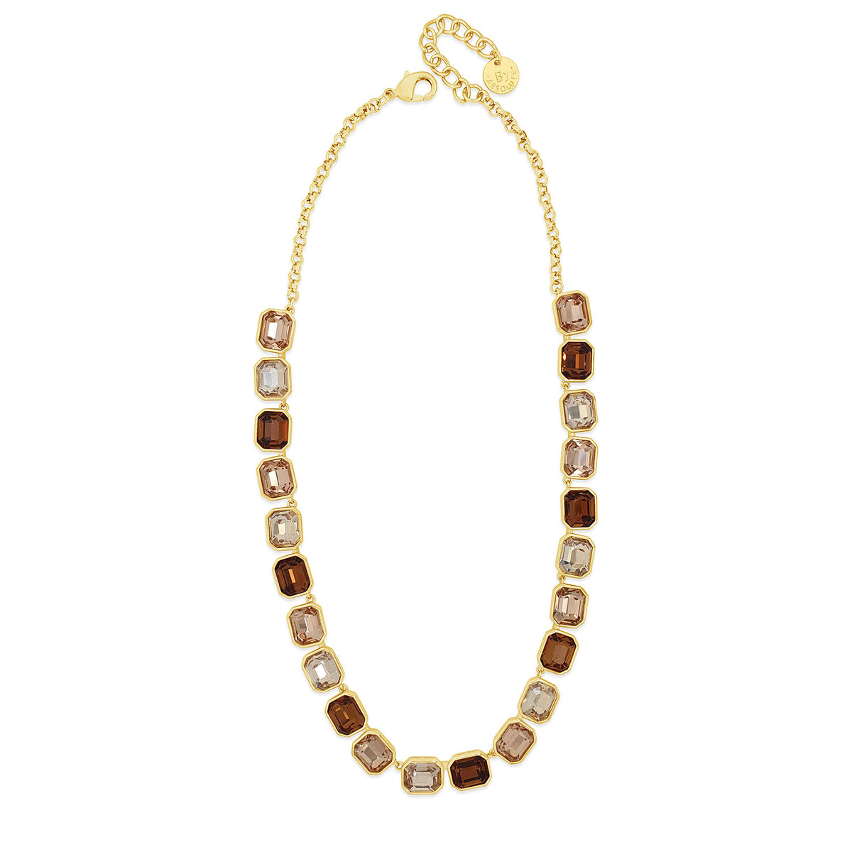 Absolute Chocolate Brown CZ Link Necklace, Gold