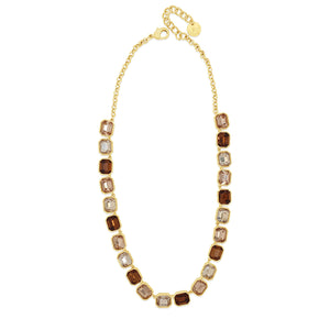 Absolute Chocolate Brown CZ Link Necklace, Gold